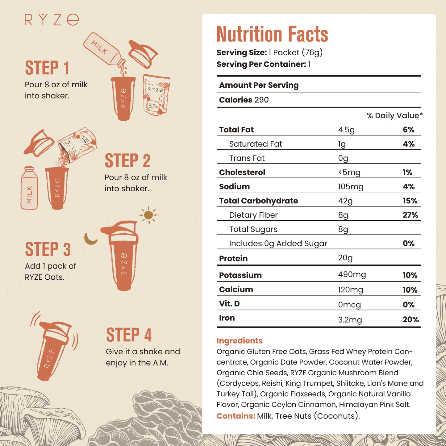 Mushroom Overnight Oats Pack (28 Servings)